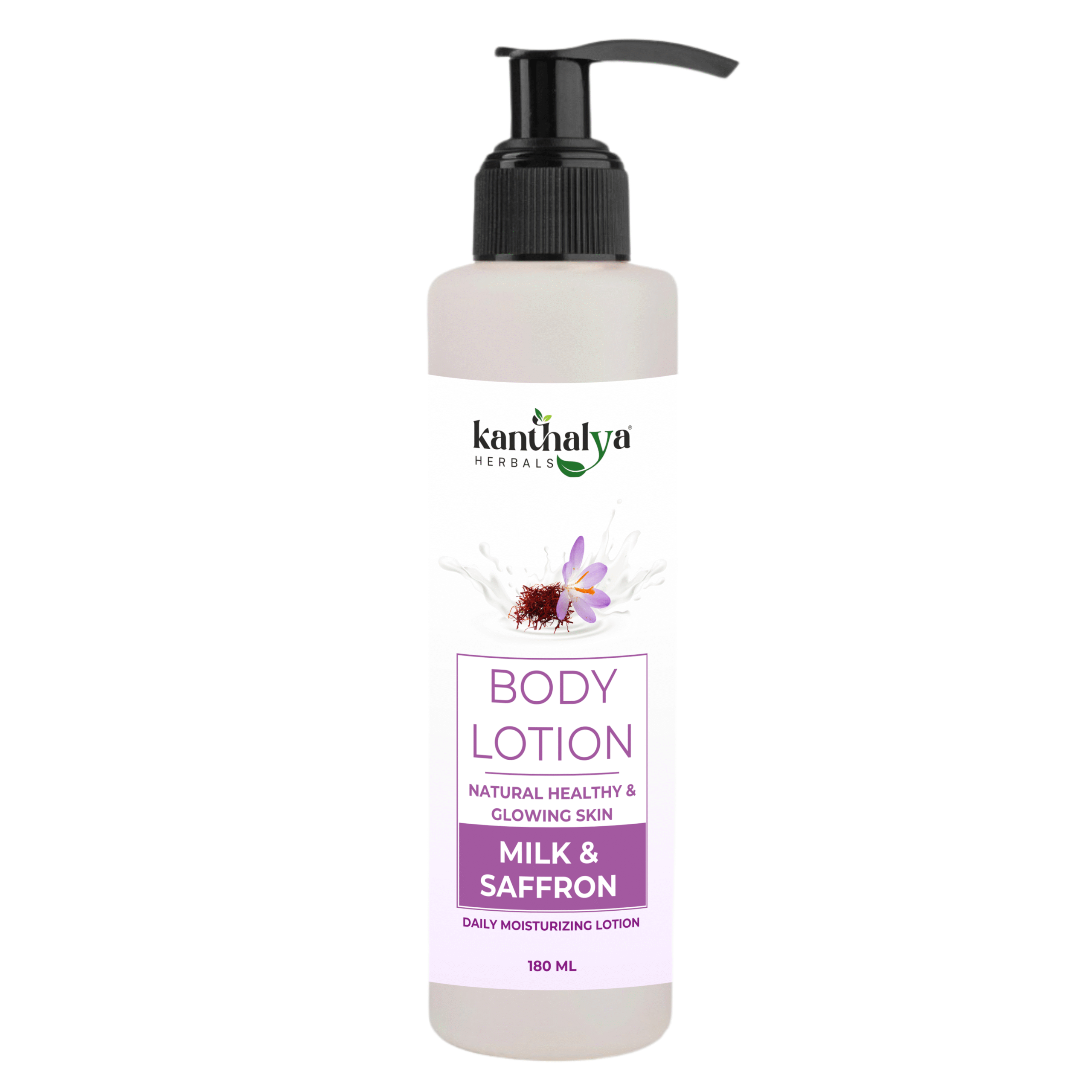 🧴 Kanthalya Herbals Milk & Saffron Body Lotion – 180ml 🌸